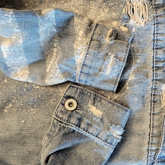 ART CLASS Graphic Studed Denim Jean Jacket M - Picture 7 of 14